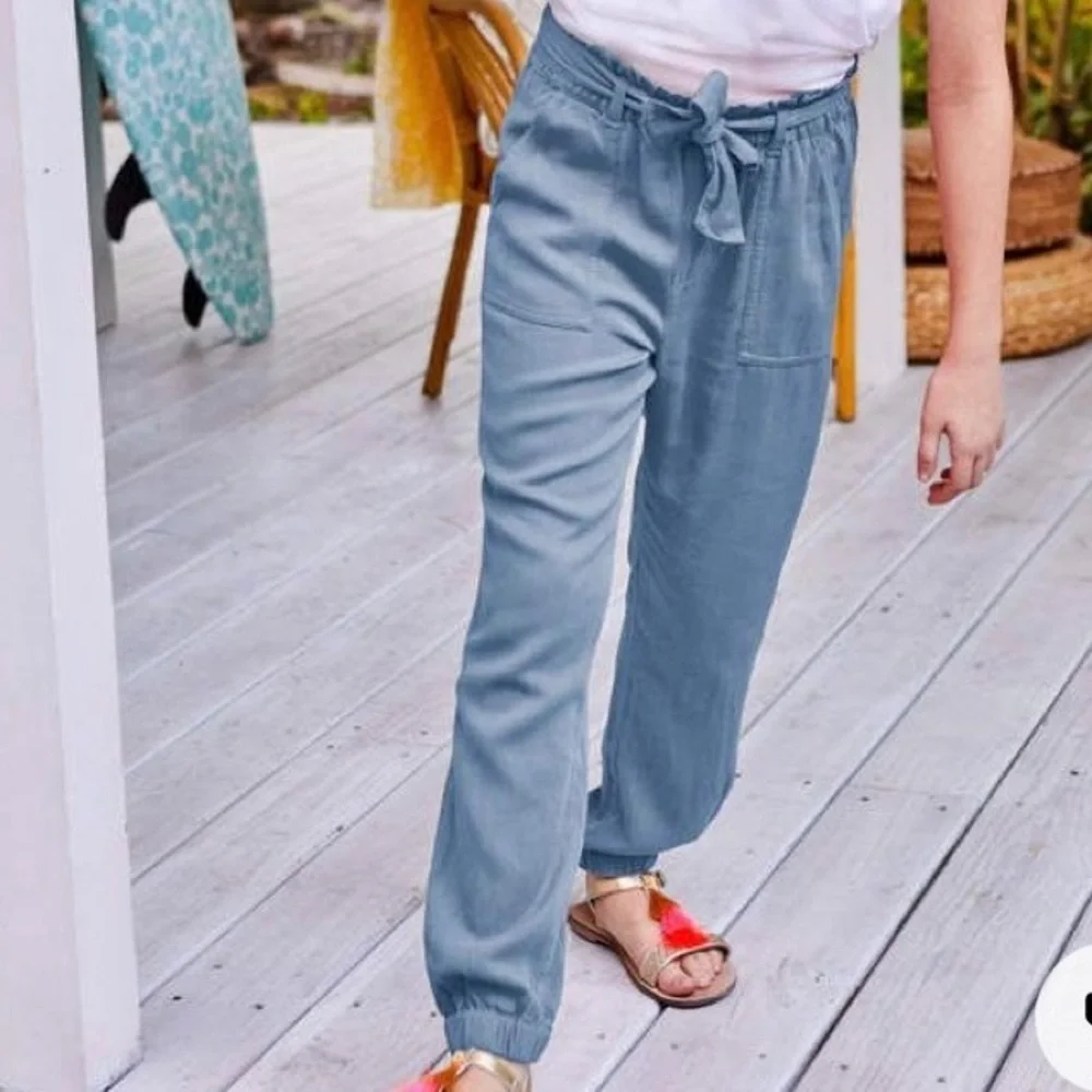 Boden Kids Tie-Waist Chambray Jogger 11Y - Picture 2 of 8